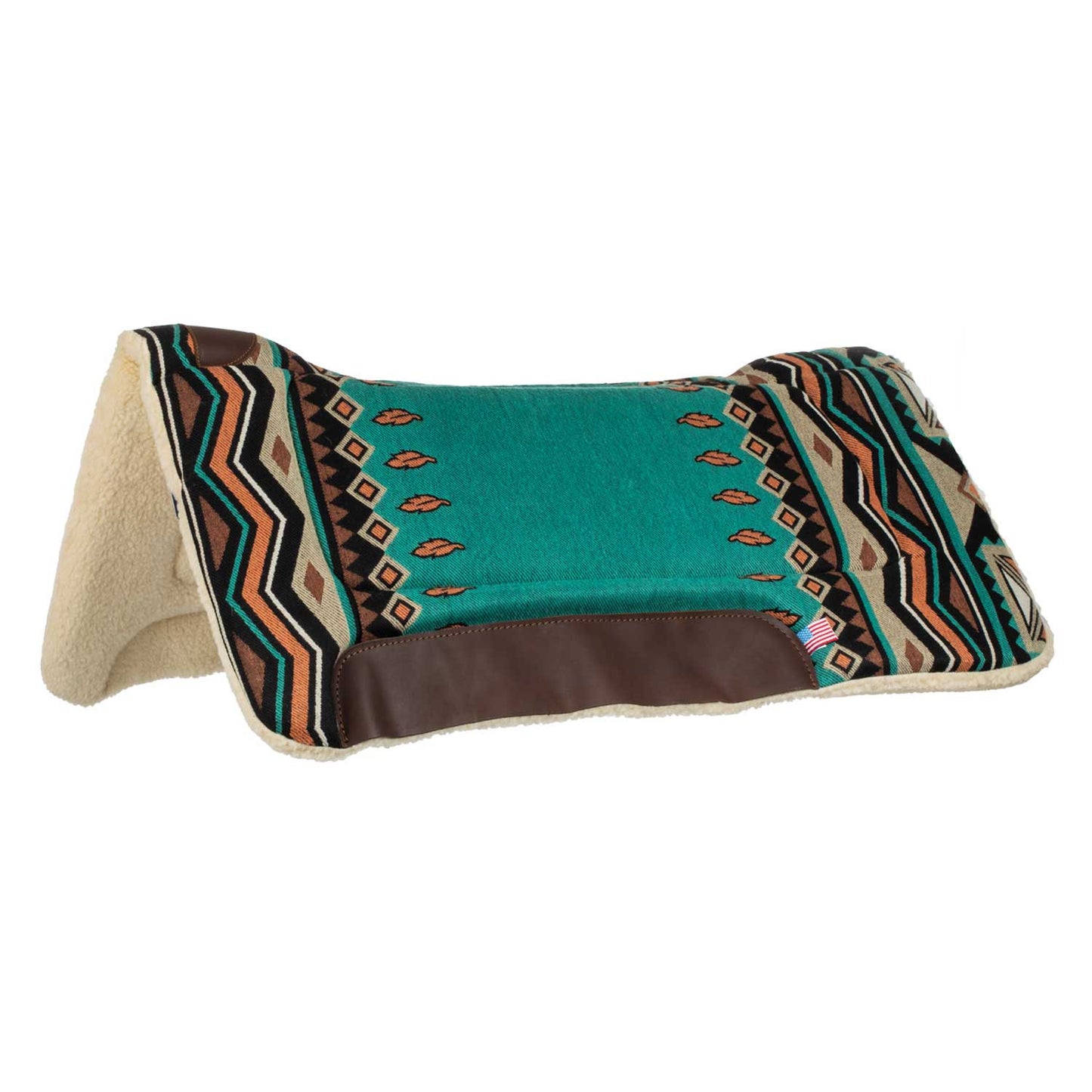 Manta western con insertos de cuero y relleno de lana sintética Pool's - Turquoise/Orange