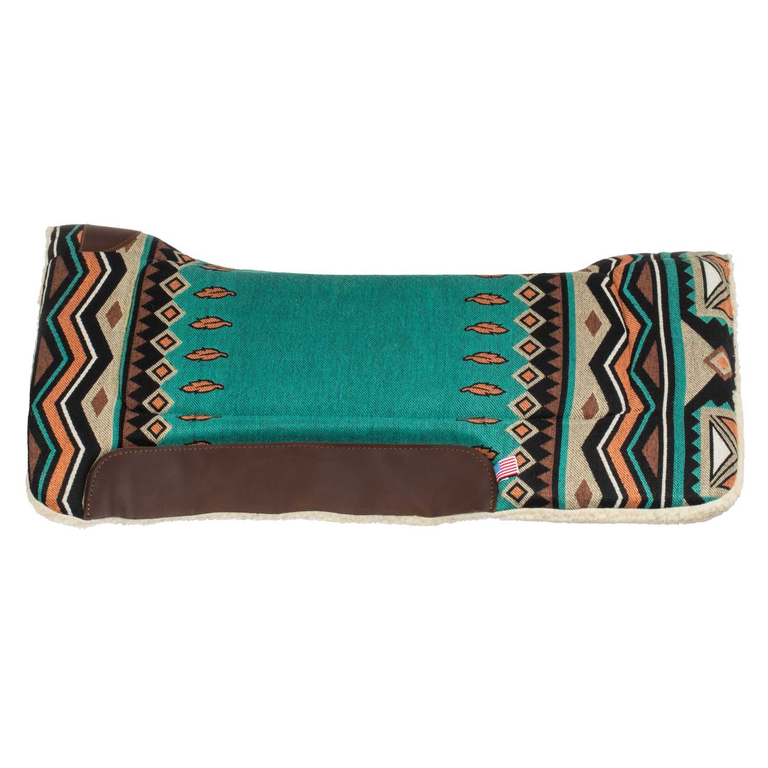 Manta western con insertos de cuero y relleno de lana sintética Pool's - Turquoise/Orange