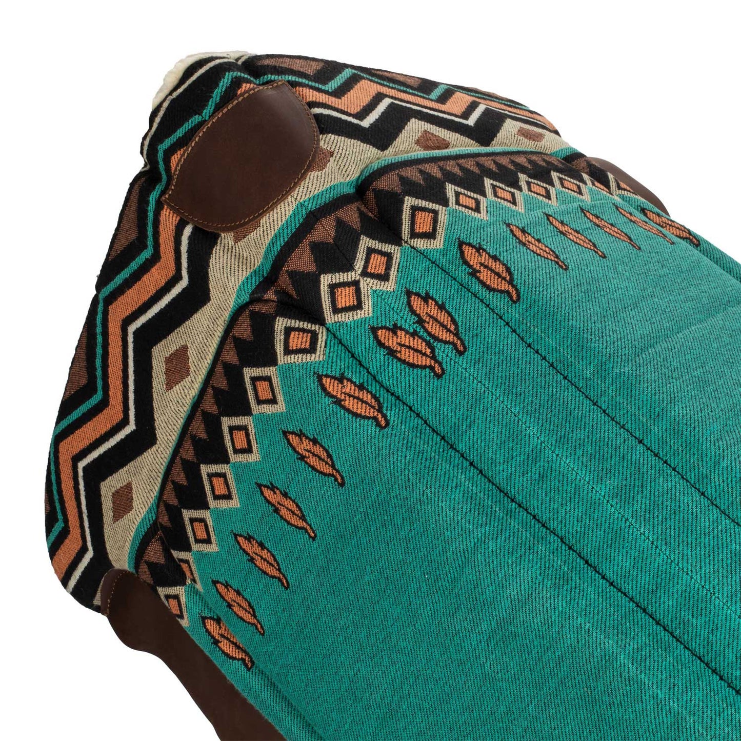Manta western con insertos de cuero y relleno de lana sintética Pool's - Turquoise/Orange