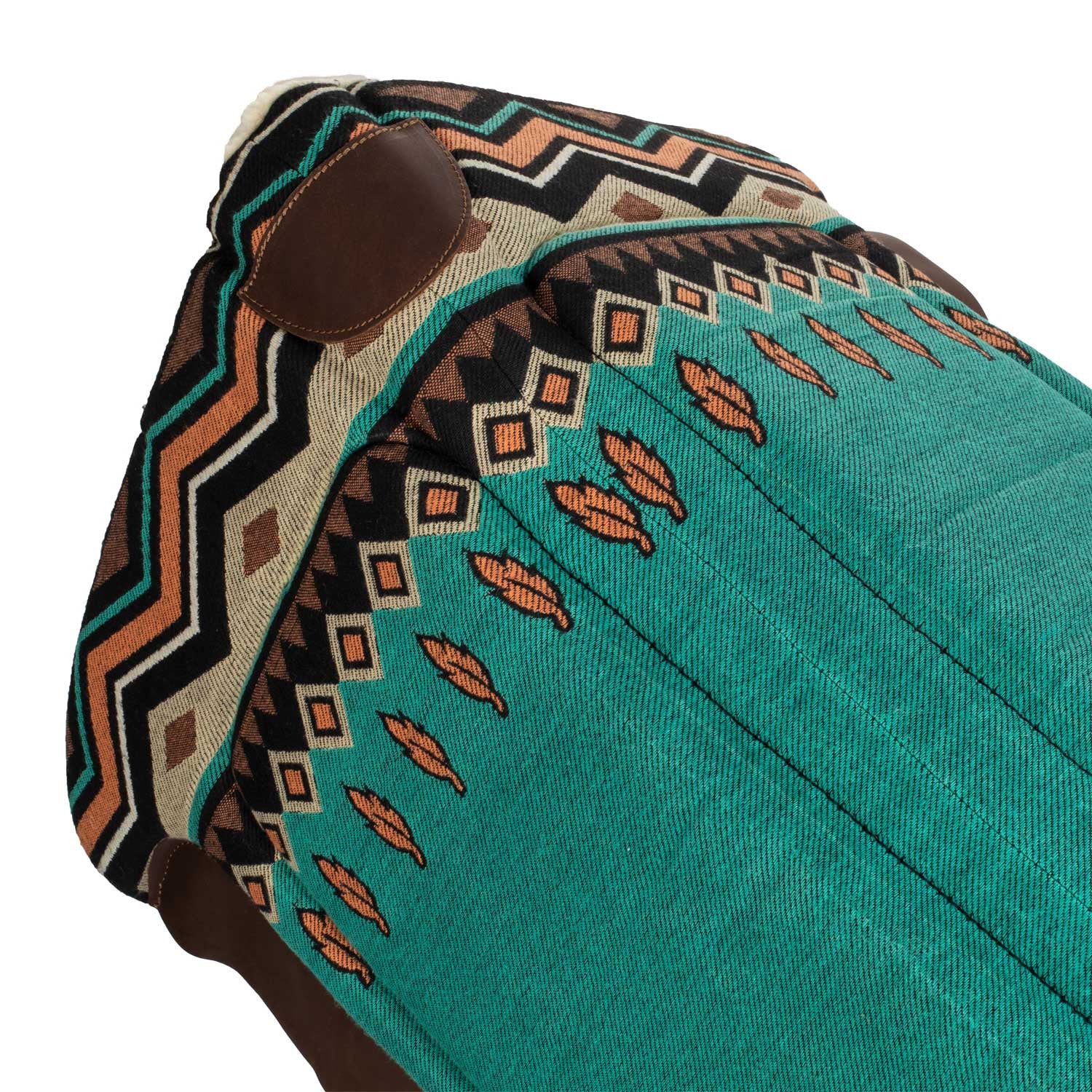 Manta western con insertos de cuero y relleno de lana sintética Pool's - Turquoise/Orange