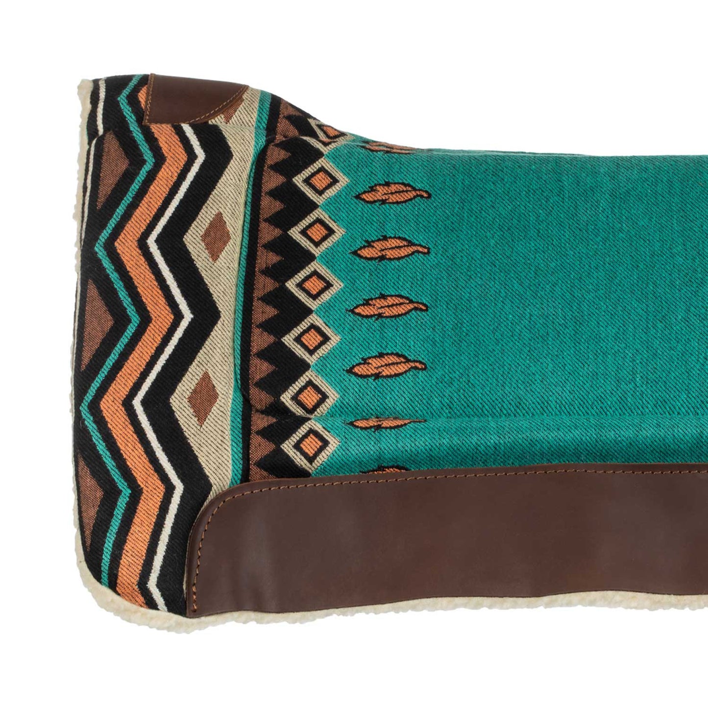 Manta western con insertos de cuero y relleno de lana sintética Pool's - Turquoise/Orange