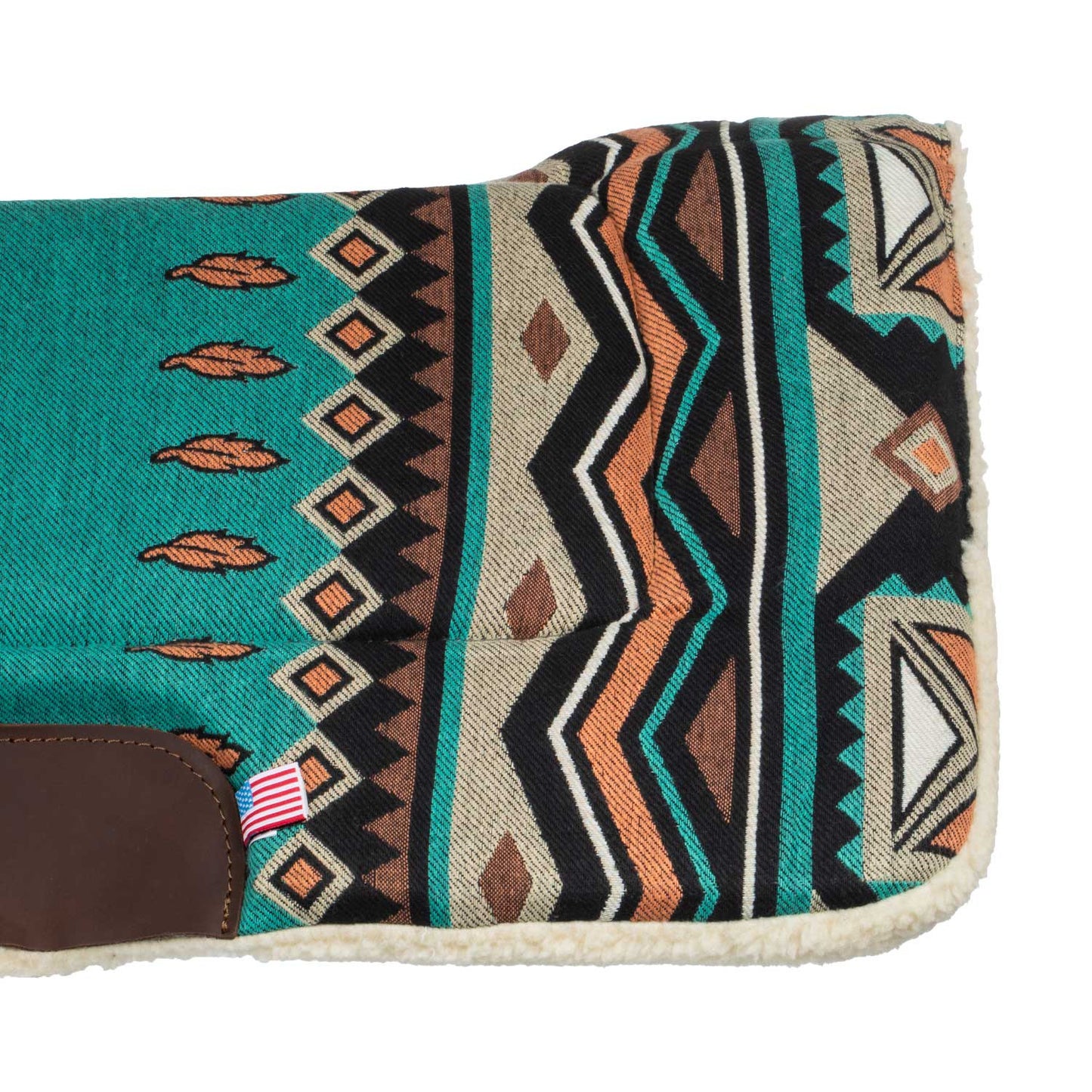 Manta western con insertos de cuero y relleno de lana sintética Pool's - Turquoise/Orange