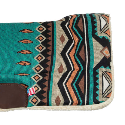 Manta western con insertos de cuero y relleno de lana sintética Pool's - Turquoise/Orange