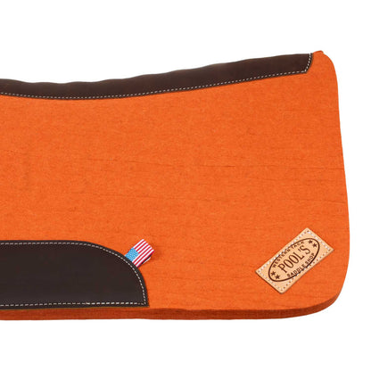 Manta western de fieltro con refuerzos de cuero 32'x32' Pool's - Naranja
