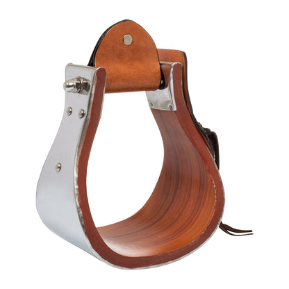 Estribos de metal y madera con inserciones de cuero trabajadas a mano Pool's