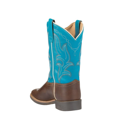 Botas rancheras western para niños Pool's - Dark Brown/Turquoise