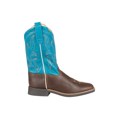 Botas rancheras western para niños Pool's - Dark Brown/Turquoise