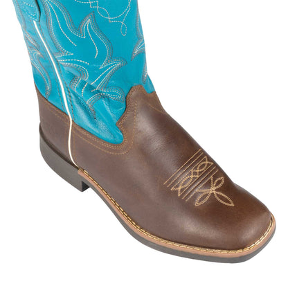 Botas rancheras western para niños Pool's - Dark Brown/Turquoise