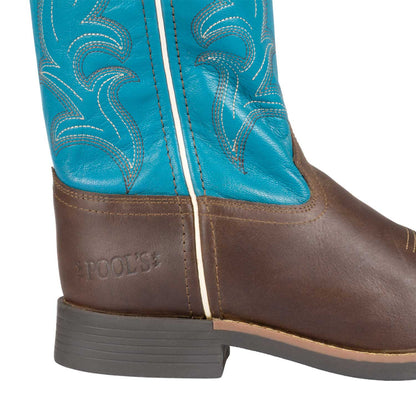 Botas rancheras western para niños Pool's - Dark Brown/Turquoise