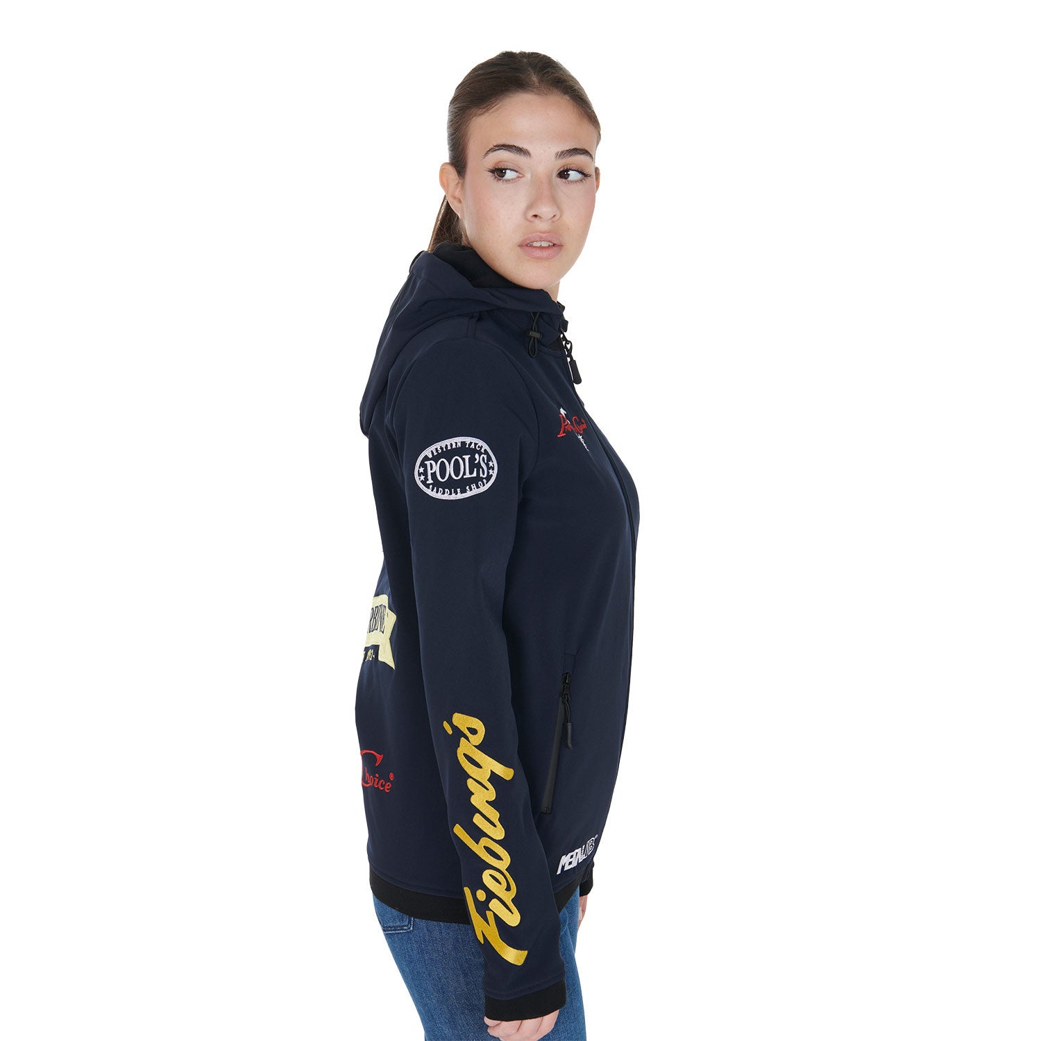 Chaqueta softshell unisex multilogo afelpada Pool's - Azul marino