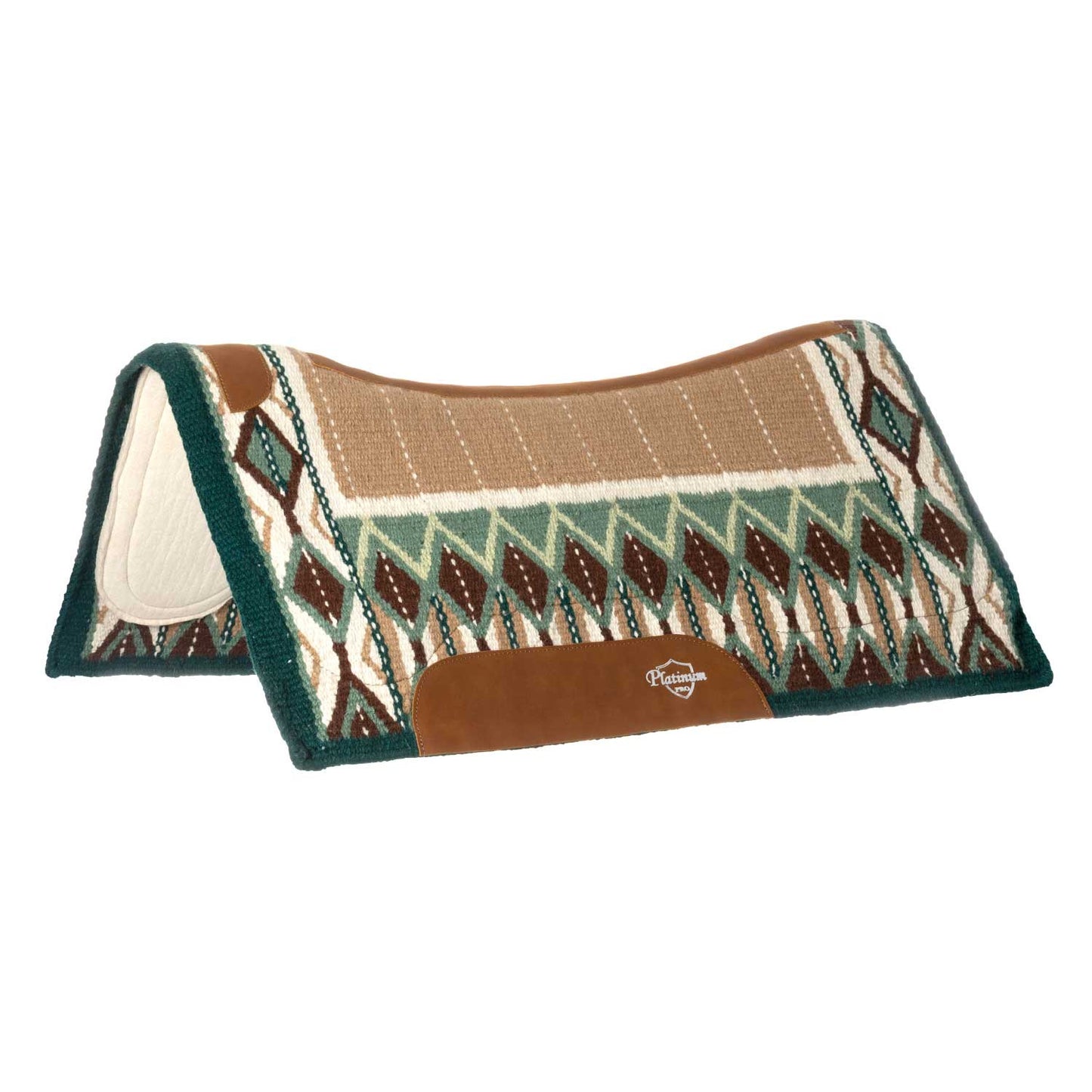 Manta de sillín perfilada con manta de lana 34x36 Platinum Pro - Green/Brown/White