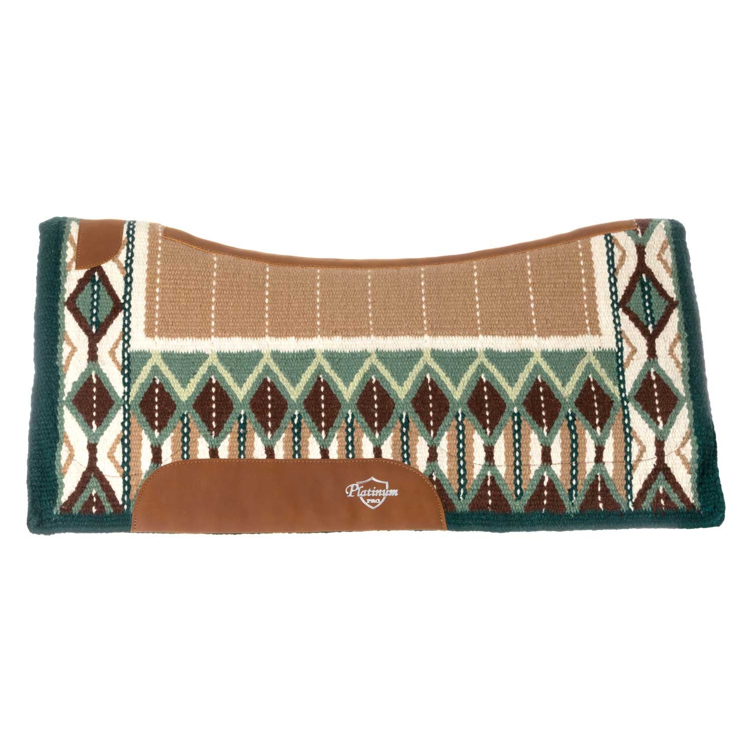 Manta de sillín perfilada con manta de lana 34x36 Platinum Pro - Green/Brown/White