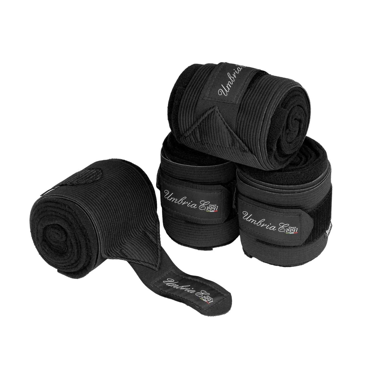 Bandas de trabajo de polar con elástico (4 uds) Umbria Equitazione - Negro