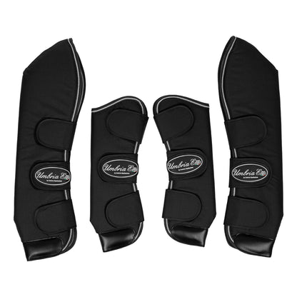 Juego de protectores de transporte con refuerzos de cuero Umbria Equitazione - Negro