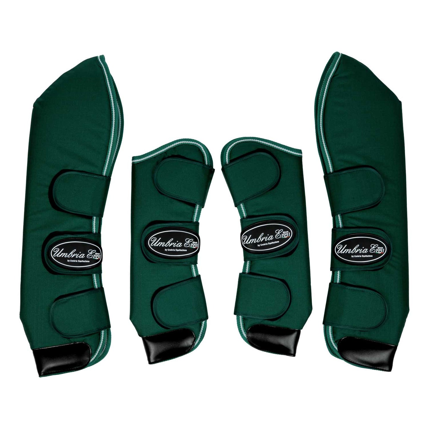 Juego de protectores de transporte con refuerzos de cuero Umbria Equitazione - Verde
