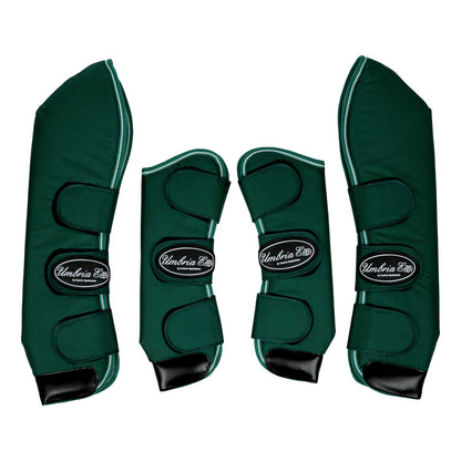Juego de protectores de transporte con refuerzos de cuero Umbria Equitazione - Verde