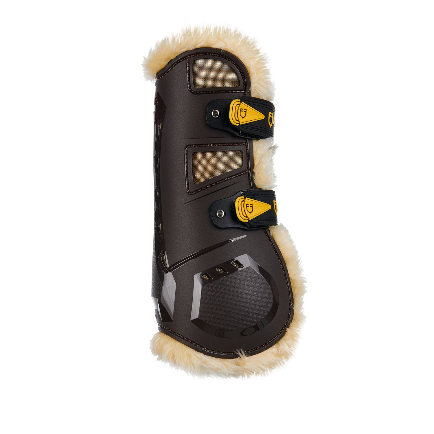 Protectores para tendones de poliuretano con borreguillo sintético Equestro - Marrón