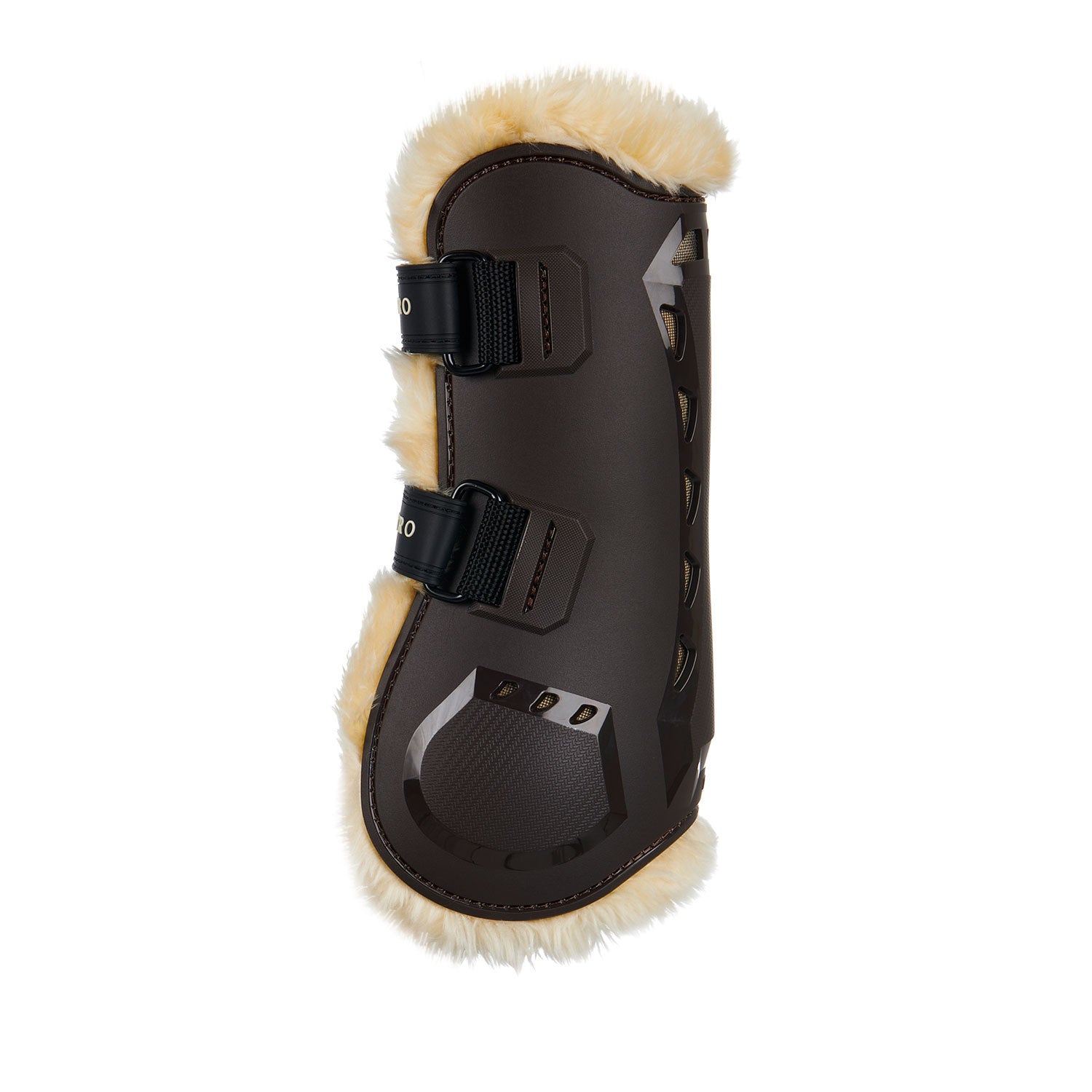 Protectores para tendones de poliuretano con borreguillo sintético Equestro - Marrón
