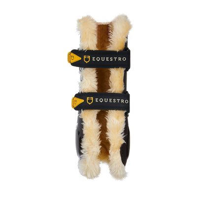 Protectores para tendones de poliuretano con borreguillo sintético Equestro - Marrón