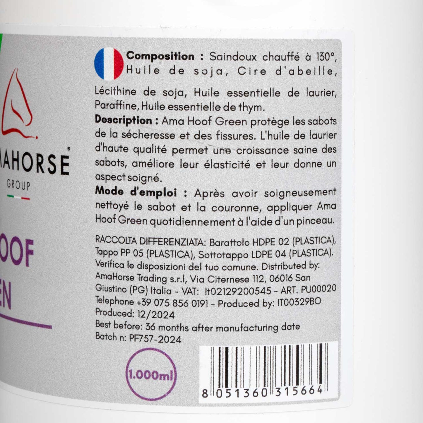 Ama hoof grasa para pezuñas (1000 ml) AmaHorse - Verde