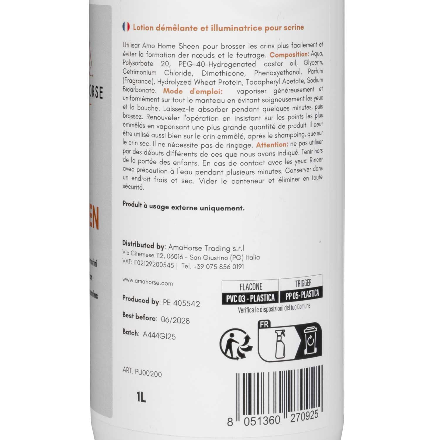 Ama horse sheen loción abrillantadora desenredante (1 lt) AmaHorse