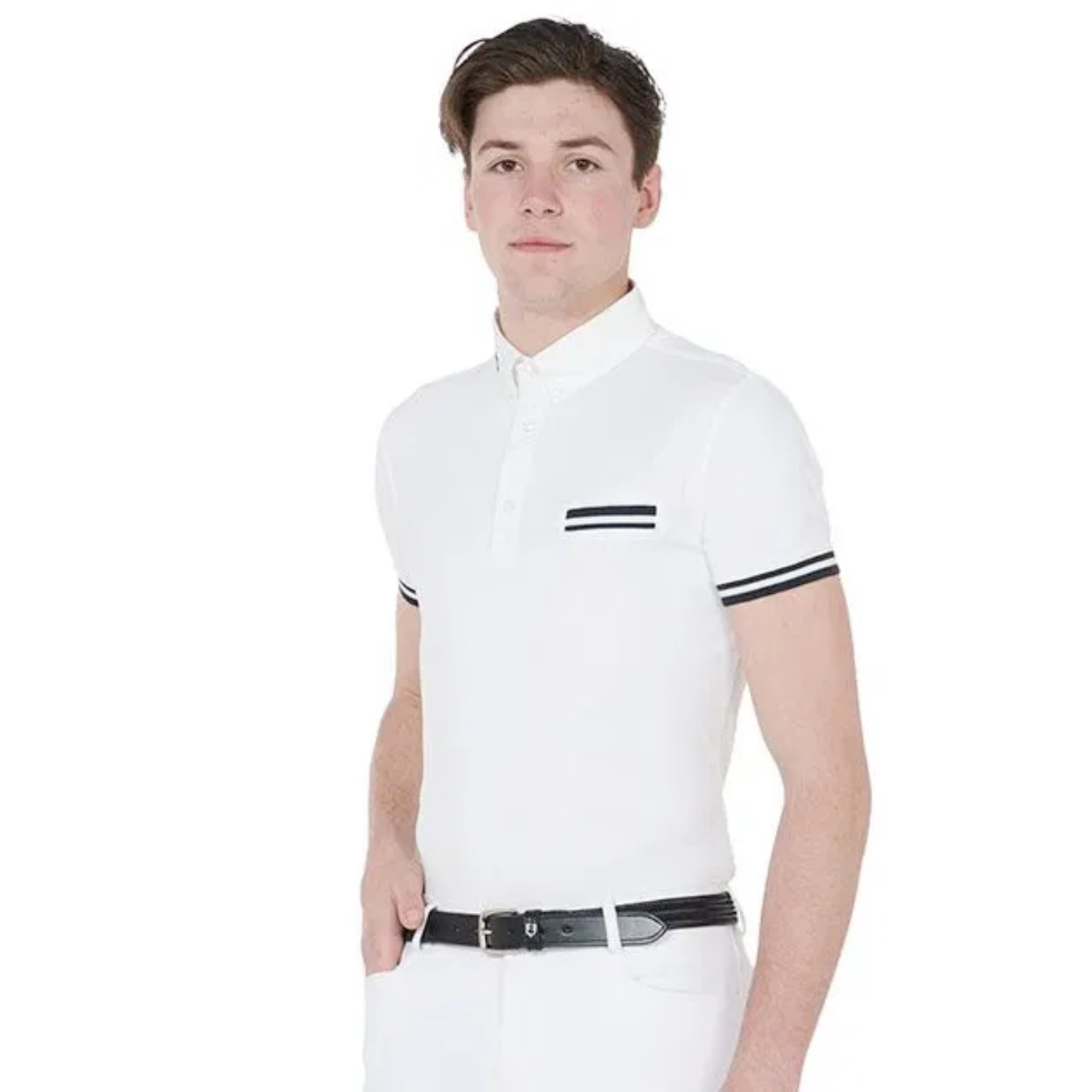 Polo Competición Hombre Slim Fit Inserciones Negras Equestro