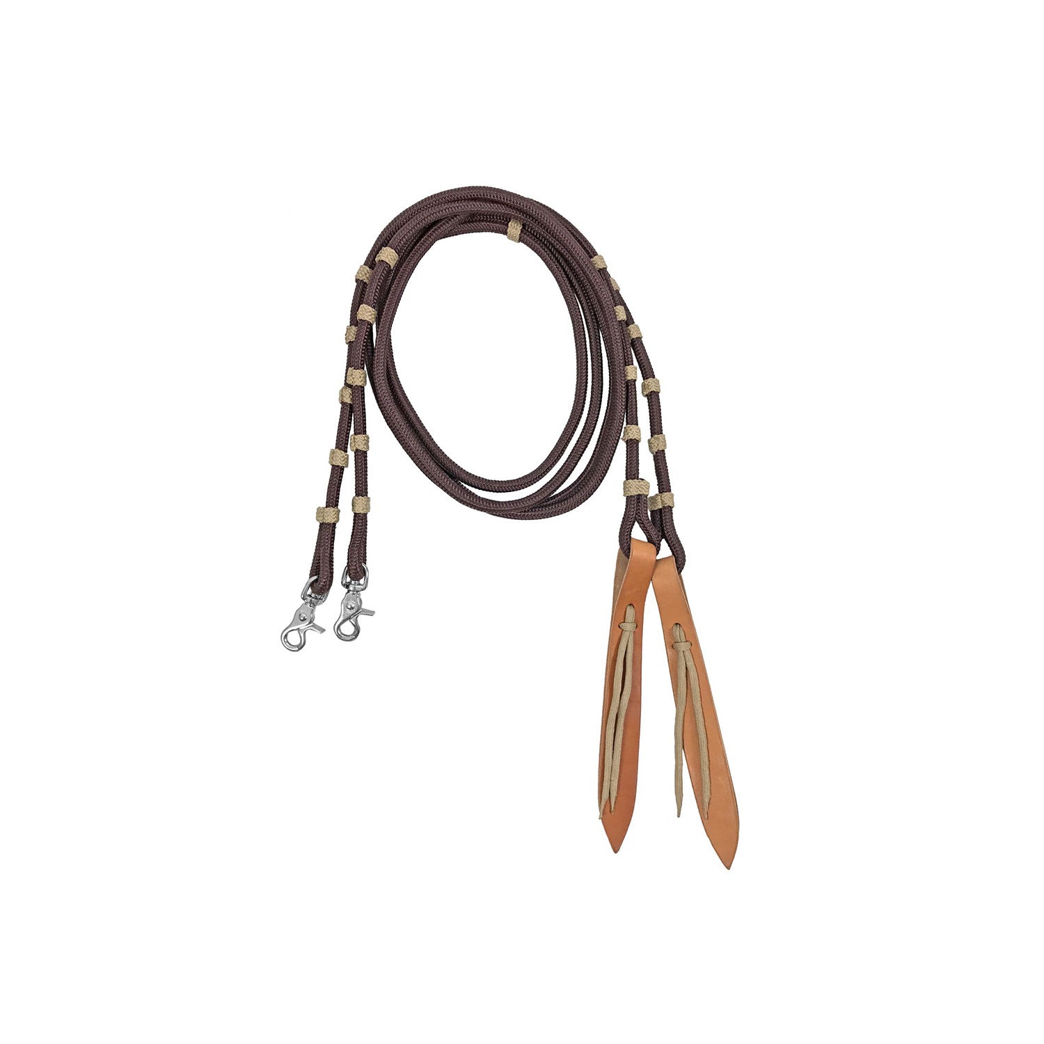 Riendas Romal tejido tubular con cuero Lakota - Marrón