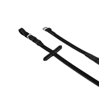 Riendas de cuero y goma y hebillas de acero inoxidable Equestro - Negro
