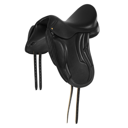Silla de doma monafaldón de cuero Equestro - Negro