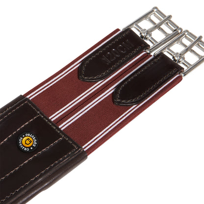 Cincha de salto de cuero con bandas elásticas Equestro - Marrón oscuro