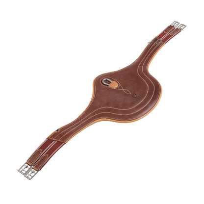 Cincha de salto de cuero con protectores de espuelas Equestro - Coñac