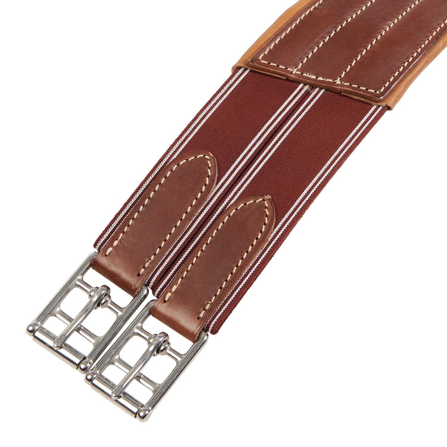 Cincha de salto de cuero con protectores de espuelas Equestro - Coñac