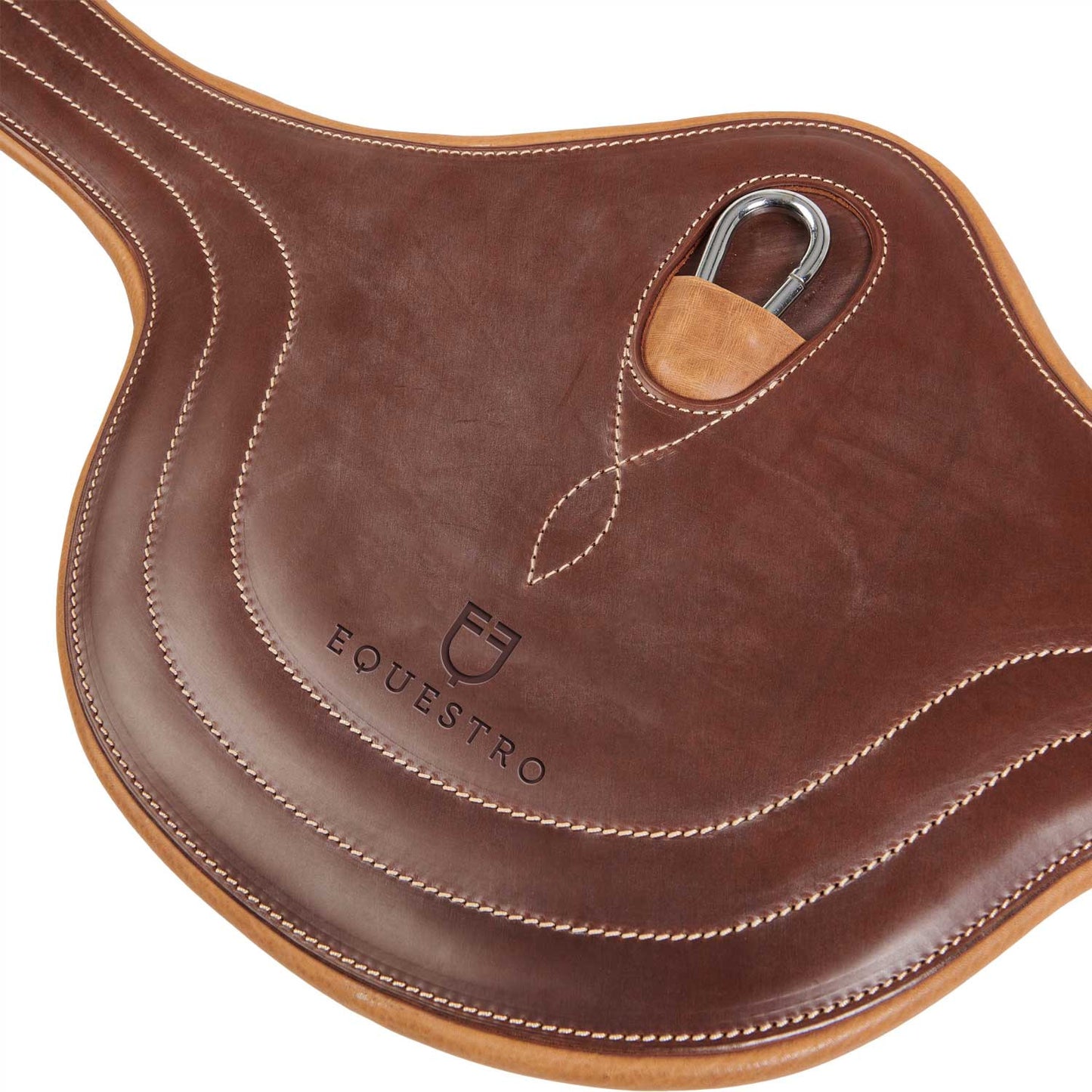 Cinchuelo de salto de cuero con protección para ramplones Equestro - Coñac