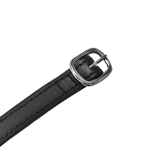 Correas de cuero para espuelas con hebilla plateada Equestro - Negro