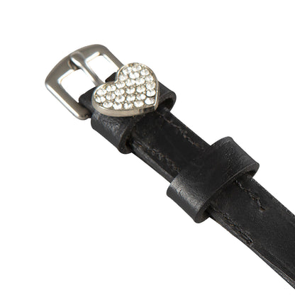 Cordones para espuelas de cuero con decoraciones y strass Equestro - Cuore