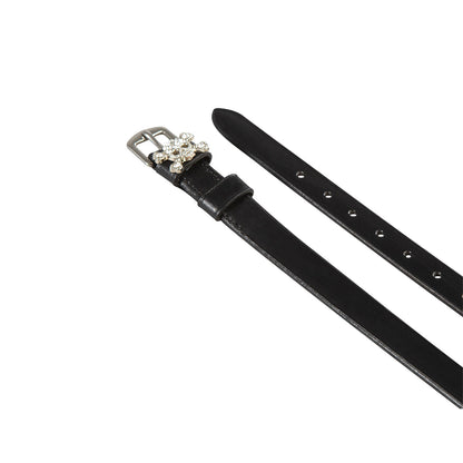 Cordones para espuelas de cuero con decoraciones y strass Equestro - Teschio