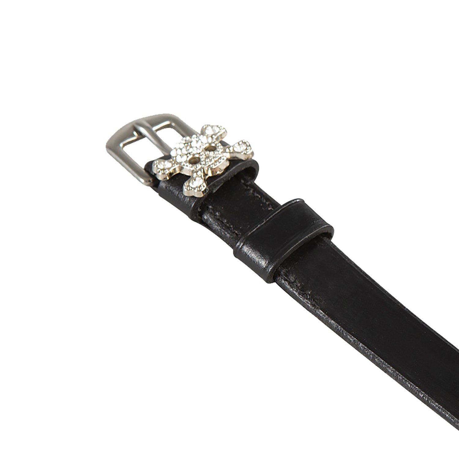 Cordones para espuelas de cuero con decoraciones y strass Equestro - Teschio