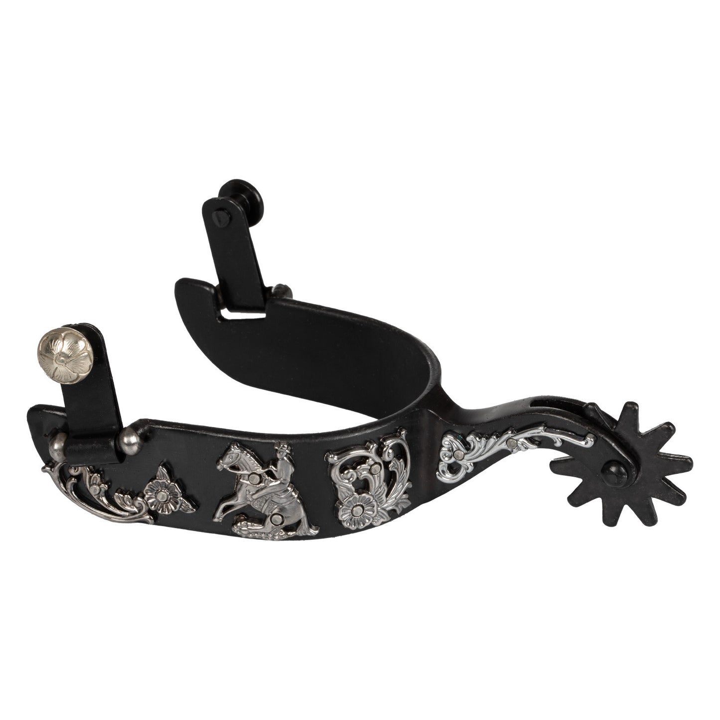 Espuelas Western negras con flores de reining Pool's