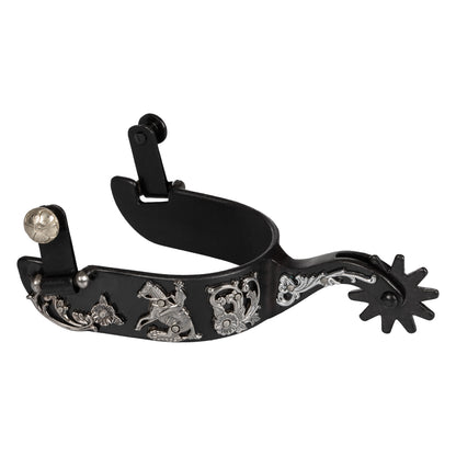 Espuelas Western negras con flores de reining Pool's