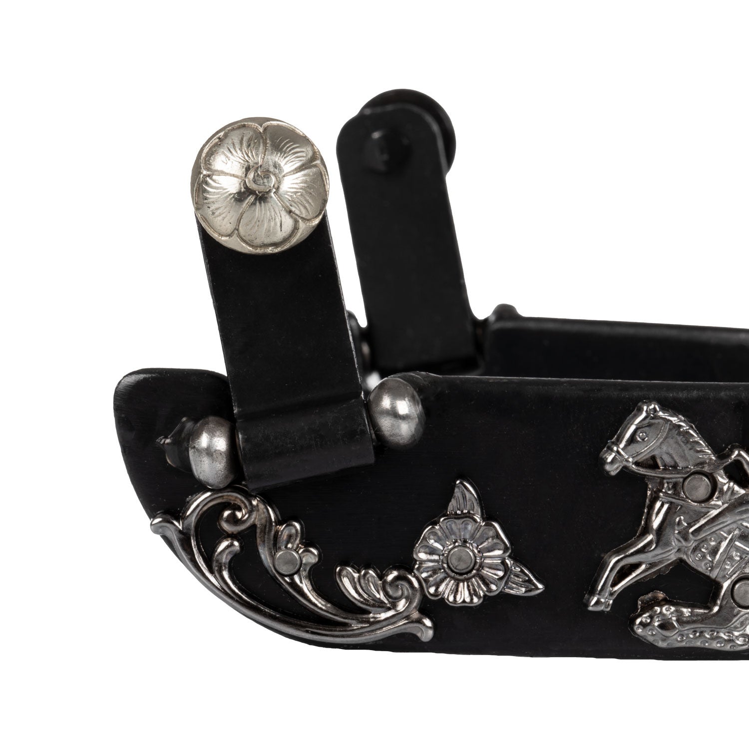 Espuelas Western negras con flores de reining Pool's