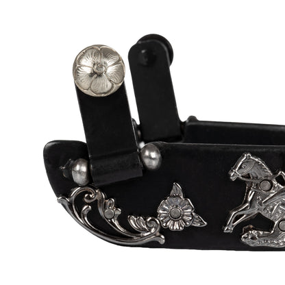 Espuelas Western negras con flores de reining Pool's