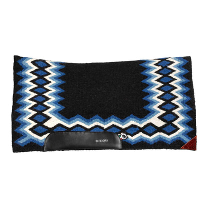 Manta western show de lana con relleno en dry F Burioni - Black/Blue/White