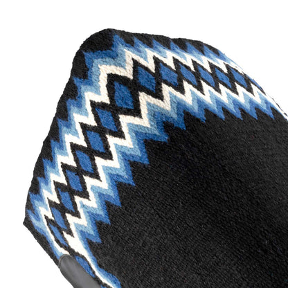 Manta western show de lana con relleno en dry F Burioni - Black/Blue/White