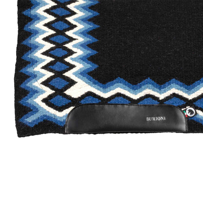 Manta western show de lana con relleno en dry F Burioni - Black/Blue/White