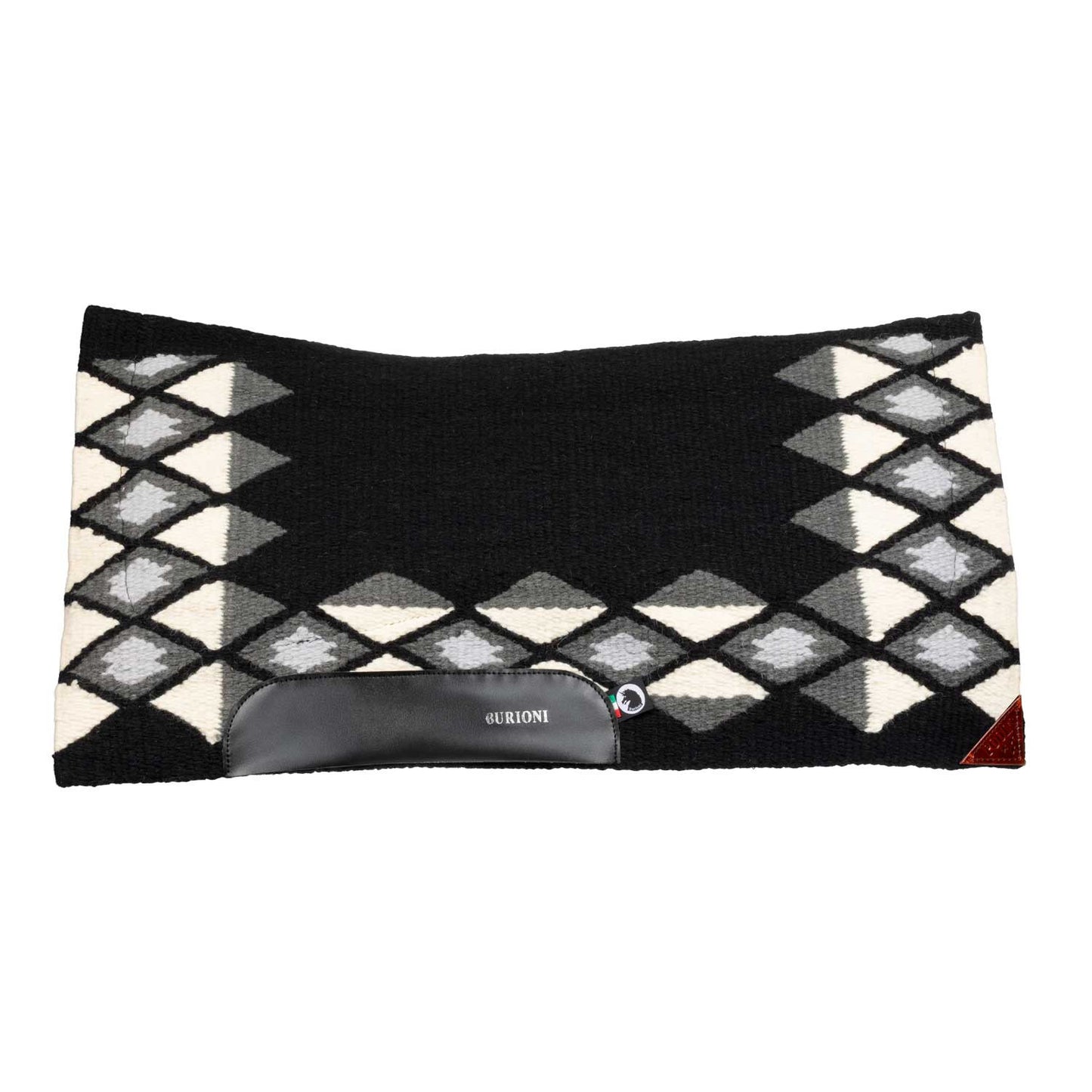 Manta western show de lana con relleno en dry F Burioni - Black/Grey/White