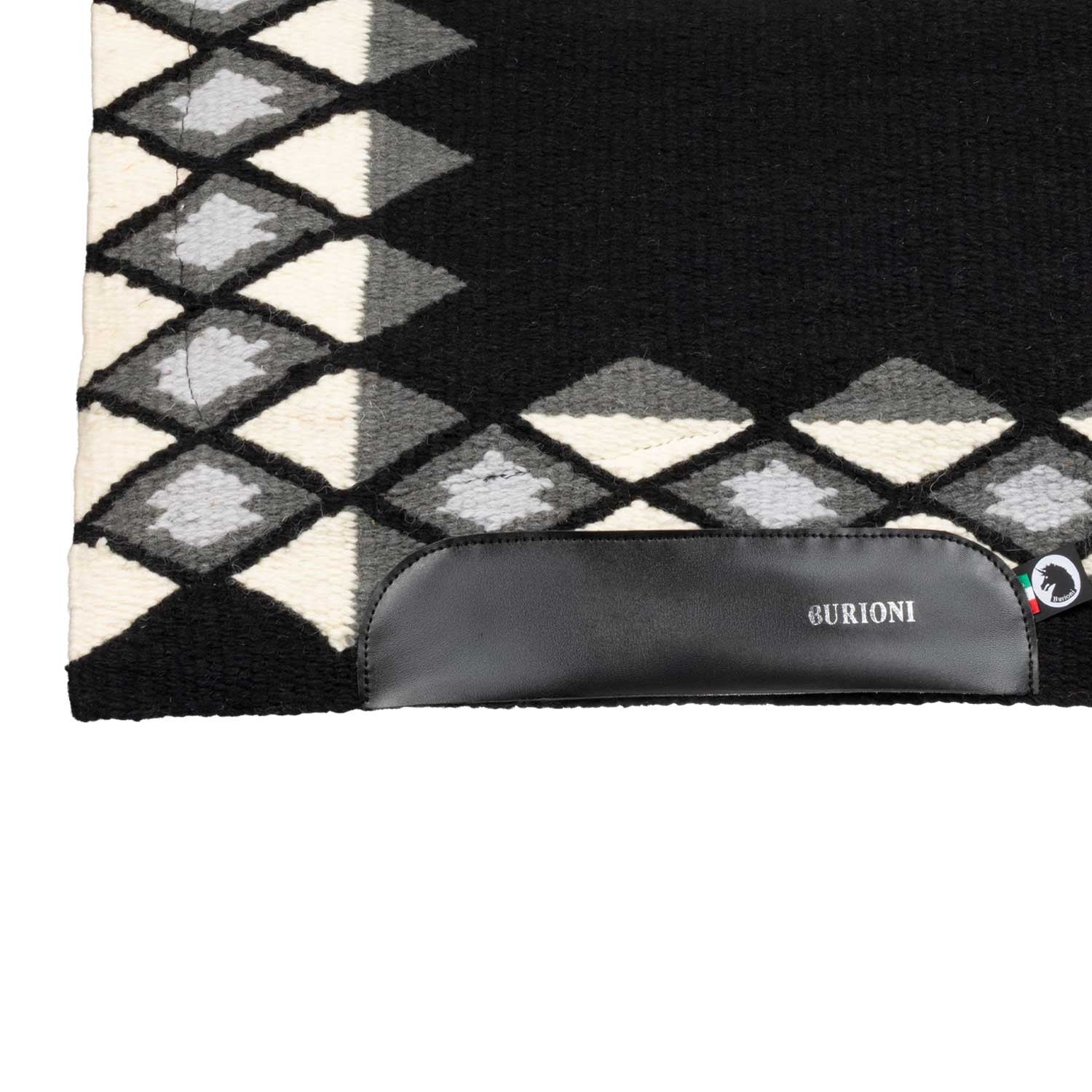 Manta western show de lana con relleno en dry F Burioni - Black/Grey/White