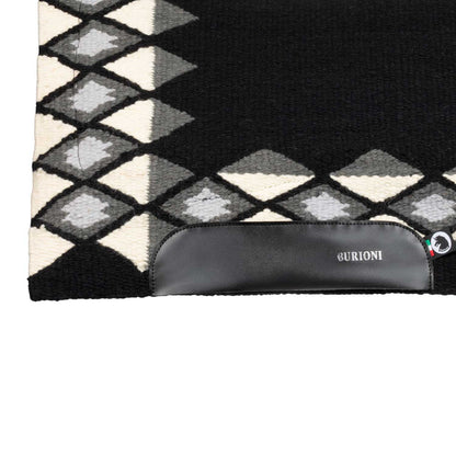 Manta western show de lana con relleno en dry F Burioni - Black/Grey/White