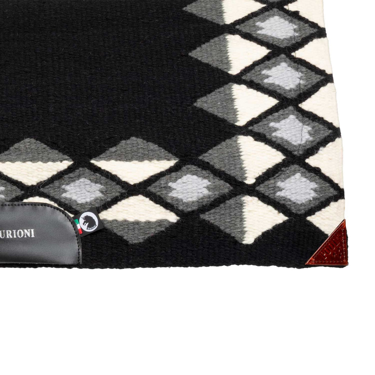 Manta western show de lana con relleno en dry F Burioni - Black/Grey/White