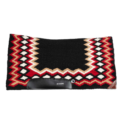 Manta western show de lana con relleno en dry F Burioni - Black/Red/Sand