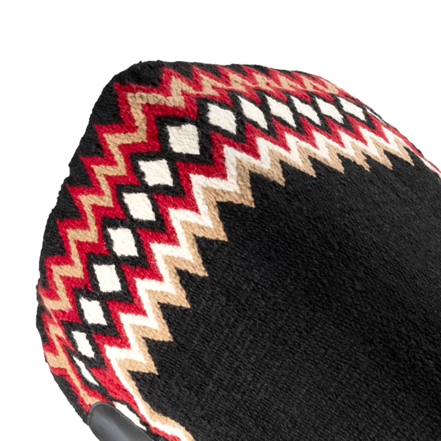 Manta western show de lana con relleno en dry F Burioni - Black/Red/Sand